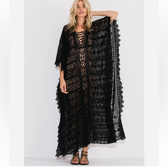 Jen's Pirate Booty Other - Jen’s Pirate Booty Black Sagrada Mykonos Kaftan One Size